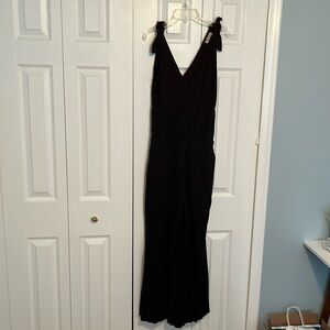 Black linen jumpsuit with pockets